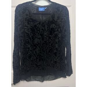 Simply Vera Wang Long Sleeve Burnout Velvet Tunic Black Size XL Whimsygoth Witch